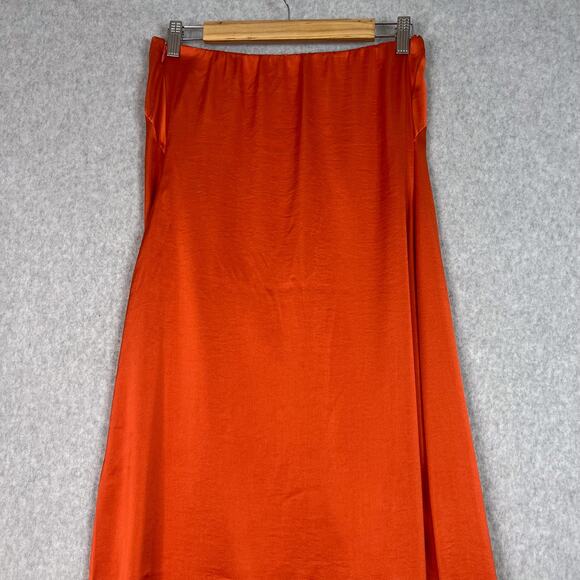 Abercrombie & Fitch Orange Satin Strapless Slip Maxi Dress Size Small - Picture 6 of 11